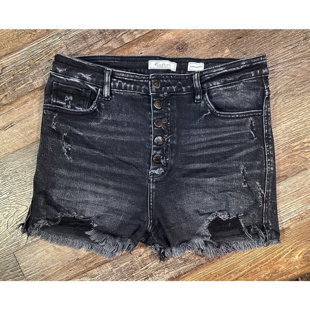 Women’s Black KanCan Distressed, High-Waist Button Fly Shorts, Buckle Brand sz30